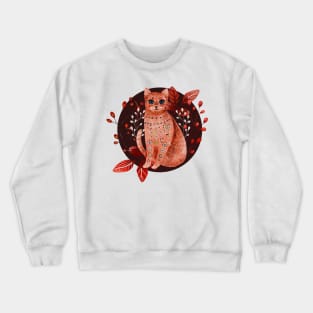 Nordic Folk Art Cat, Woodland Animals Folk Art Crewneck Sweatshirt